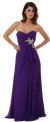 Strapless Long Bridesmaid Dress with Ruffled Side Slit  in Purple